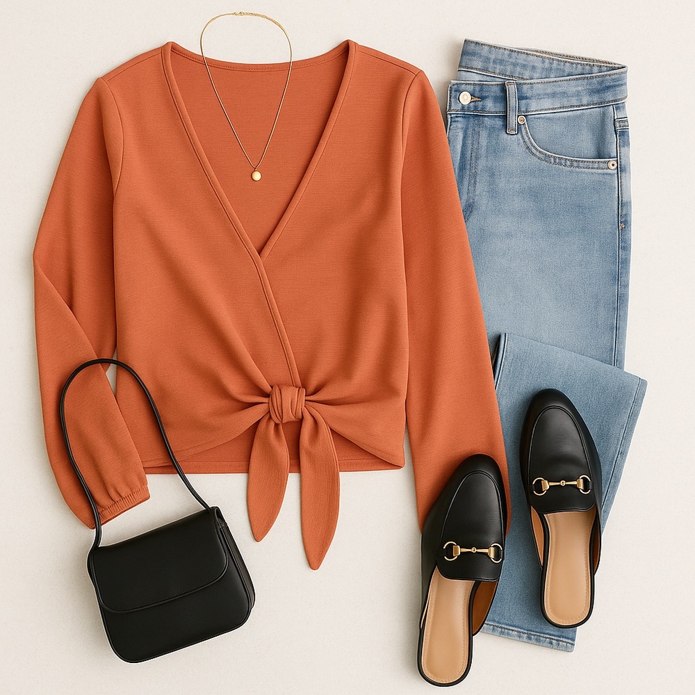 Madewell Texture & Thread Tie-Front Wrap Top – Size M